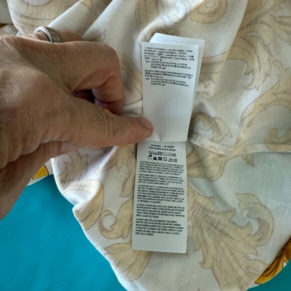 Versace Leafy Baroque Cotton Jersey T-Shirt Yellow Large 1019460 NWT $625 - Picture 8 of 9